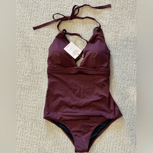 Mei L’ange Burgandy MYA - Grommet Strap Maillot Size XL NWT